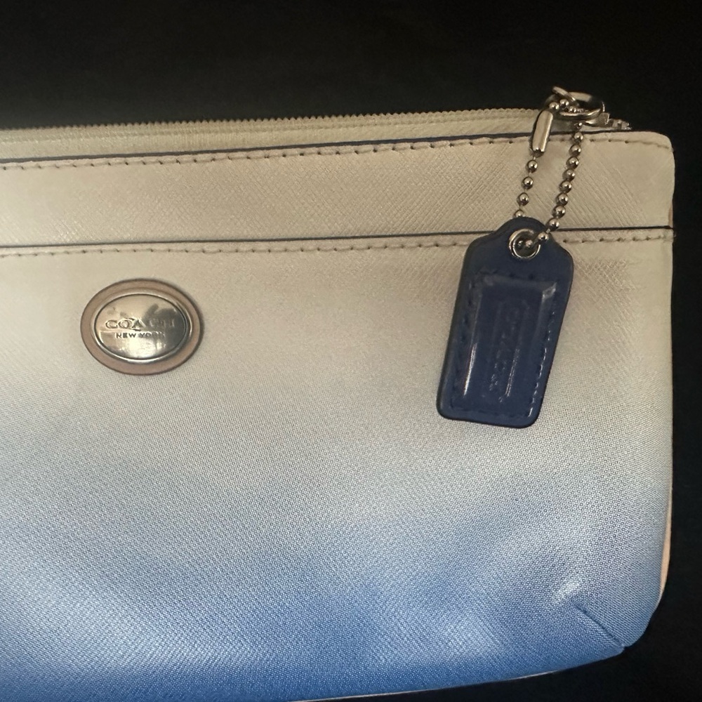 Coach Blue and White Wristlet